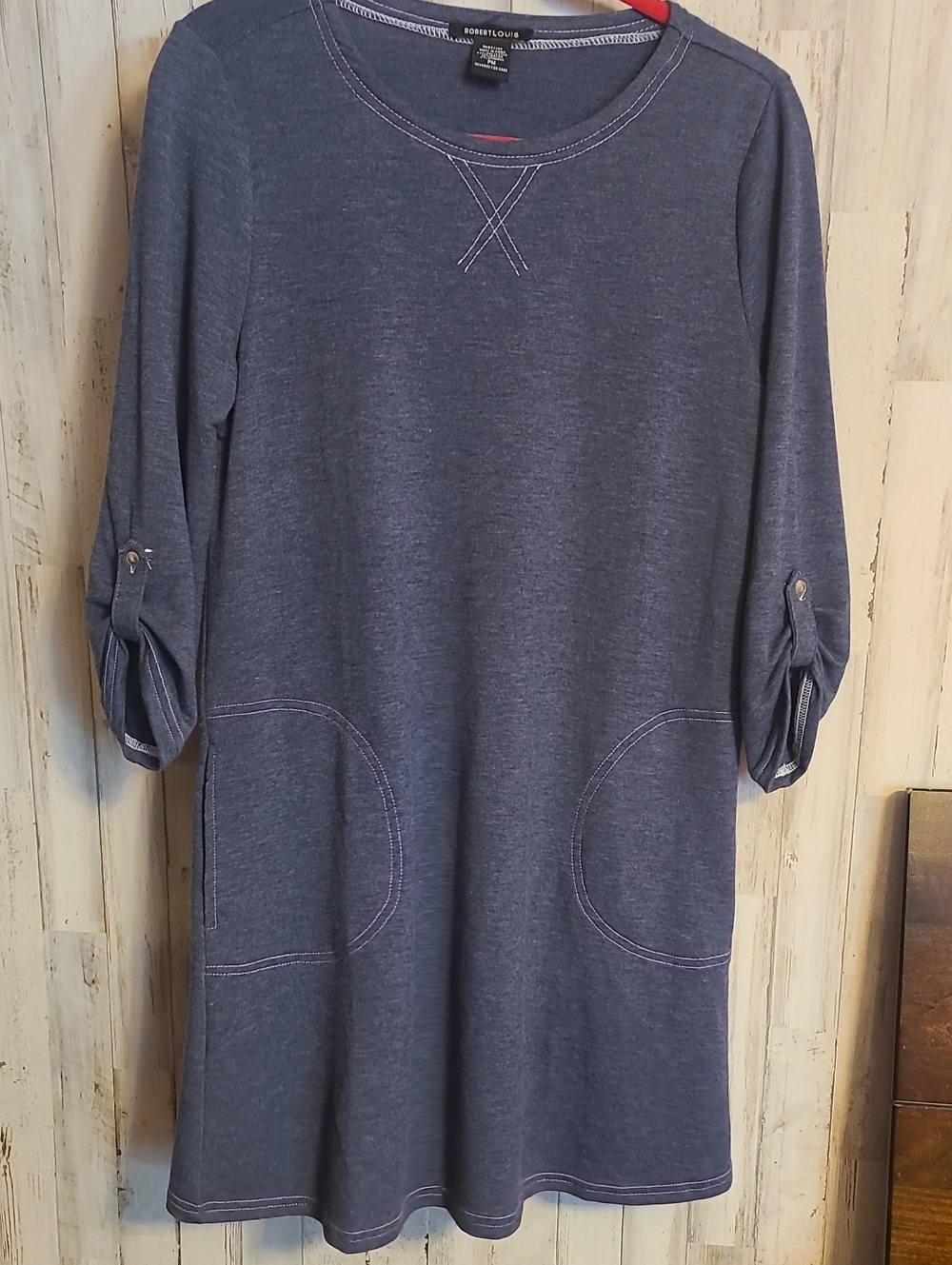 Robert Louis Casual Knit Shift Dress in Heather Navy